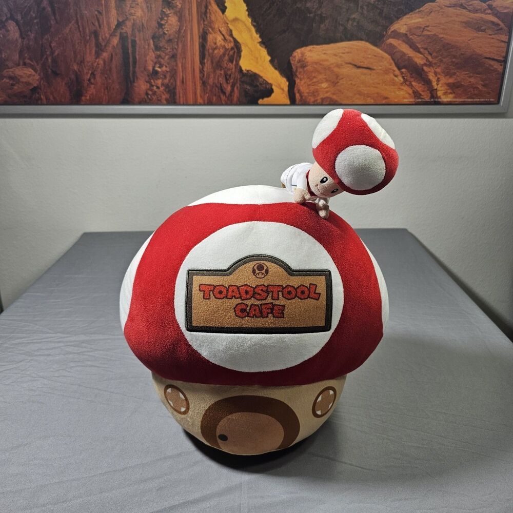 Super Nintendo World Toadstool Cafe Mushroom Plush Pillow Universal Studios Chef